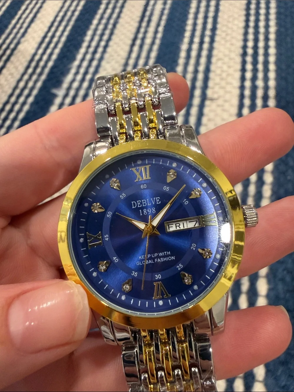 Two-Tone Blue Dial Men's Watch